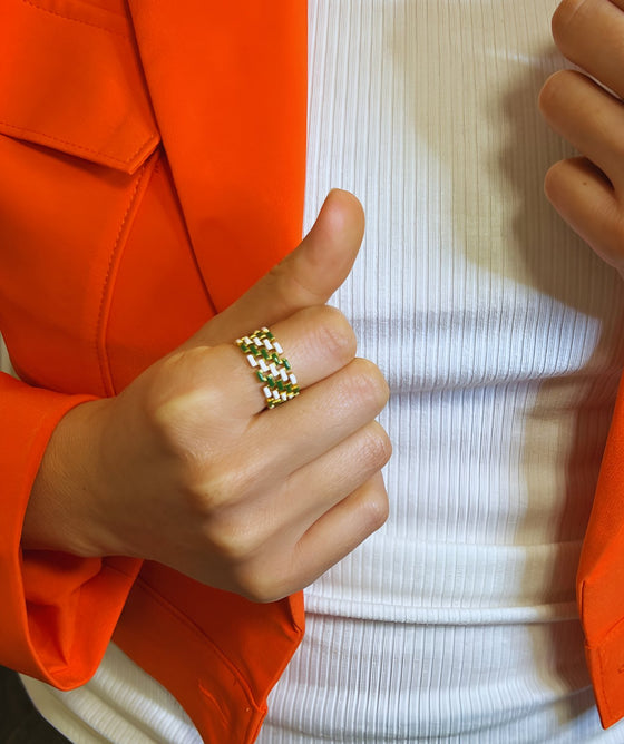 Elli Green White adjustable Ring - Bonic ZegridElli Green White adjustable RingBonic Zegrid