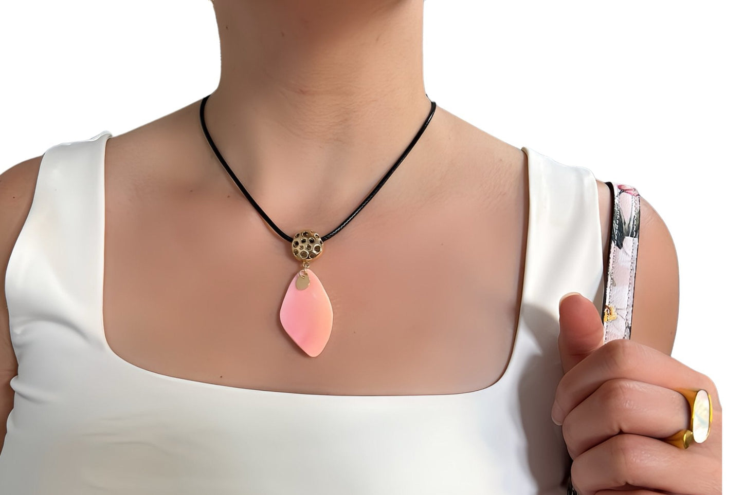 Eloise Pink Handmade Cord Necklace - Bonic ZegridEloise Pink Handmade Cord NecklaceBonic Zegrid
