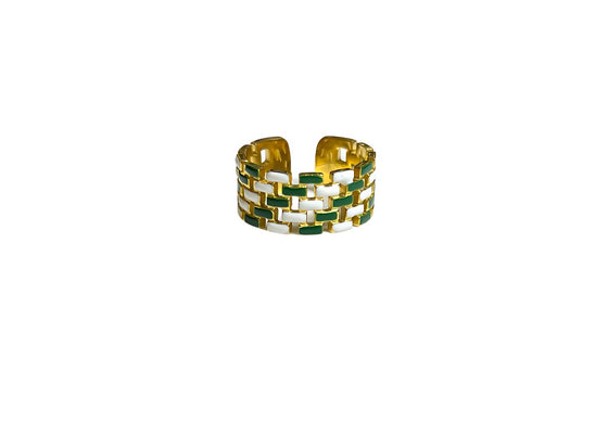 Elli Green White adjustable Ring - Bonic ZegridElli Green White adjustable RingBonic Zegrid